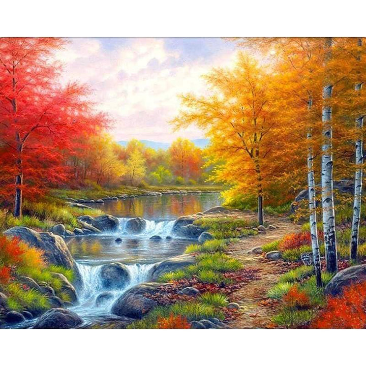 Full Drill - 5D DIY Diamond Painting Kits Beautiful Autumn Lake Landscape - NEEDLEWORK KITS