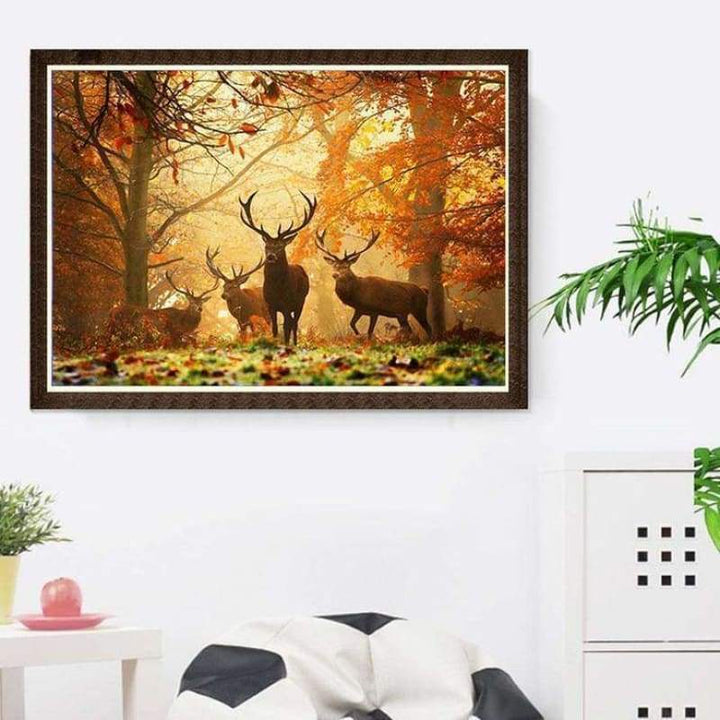 Full Drill - 5D DIY Diamond Painting Kits Autumn Dream Animal Deers - NEEDLEWORK KITS