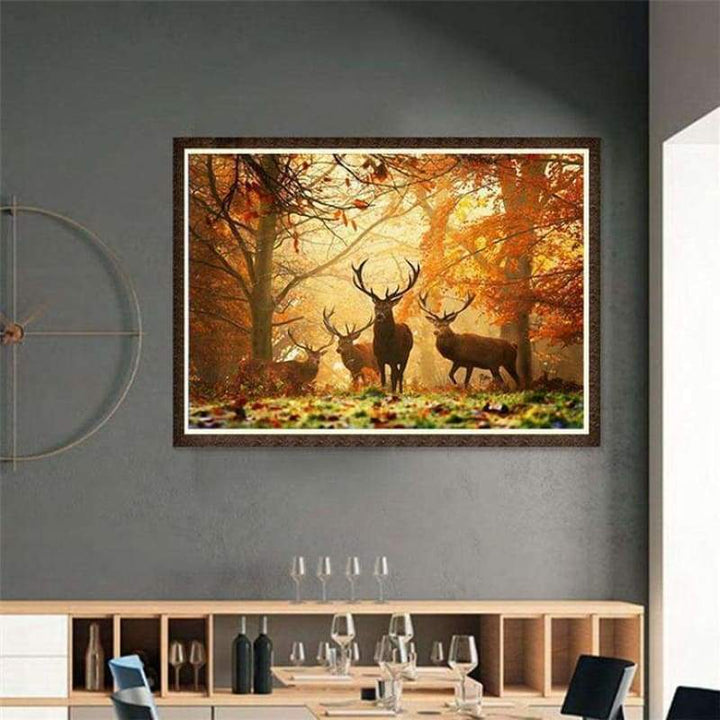 Full Drill - 5D DIY Diamond Painting Kits Autumn Dream Animal Deers - NEEDLEWORK KITS