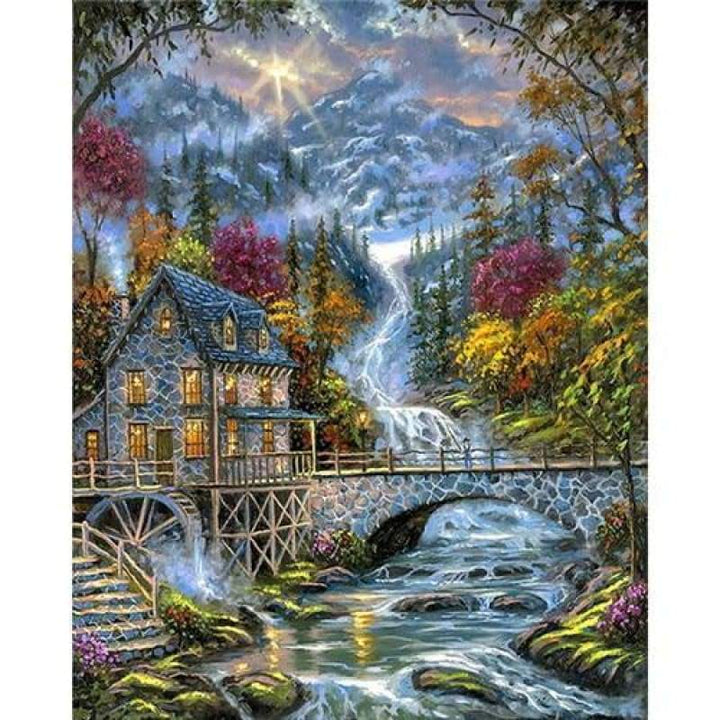 Hot Sale Landscape Mountain Creek Full Drill - 5D Diy Diamond Painting Kits VM9470 - NEEDLEWORK KITS