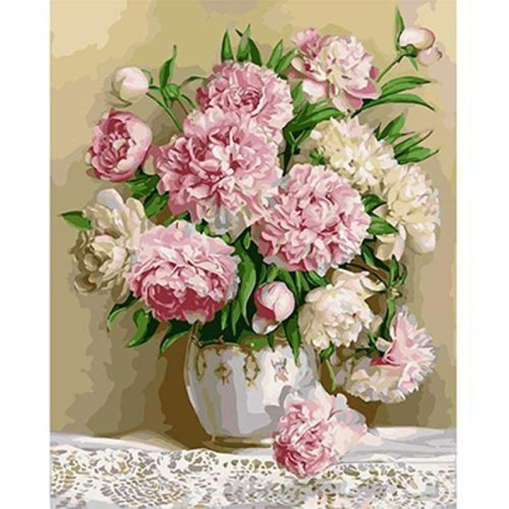 Oil Painting Style Pink Flower Full Drill - 5D DIY Rhinestone Cross Stitch Kits VM8232 - NEEDLEWORK KITS