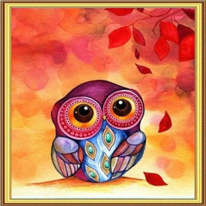 Full Drill - 5D DIY Diamond Painting Kits Cartoon Owl Autumn Leaf - NEEDLEWORK KITS