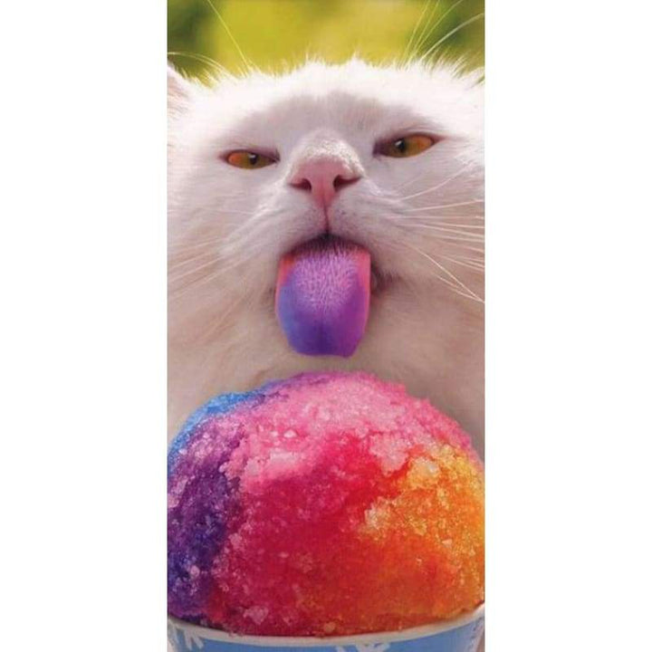 Cat With Snow Cone - Full Drill Diamond Painting - Special 