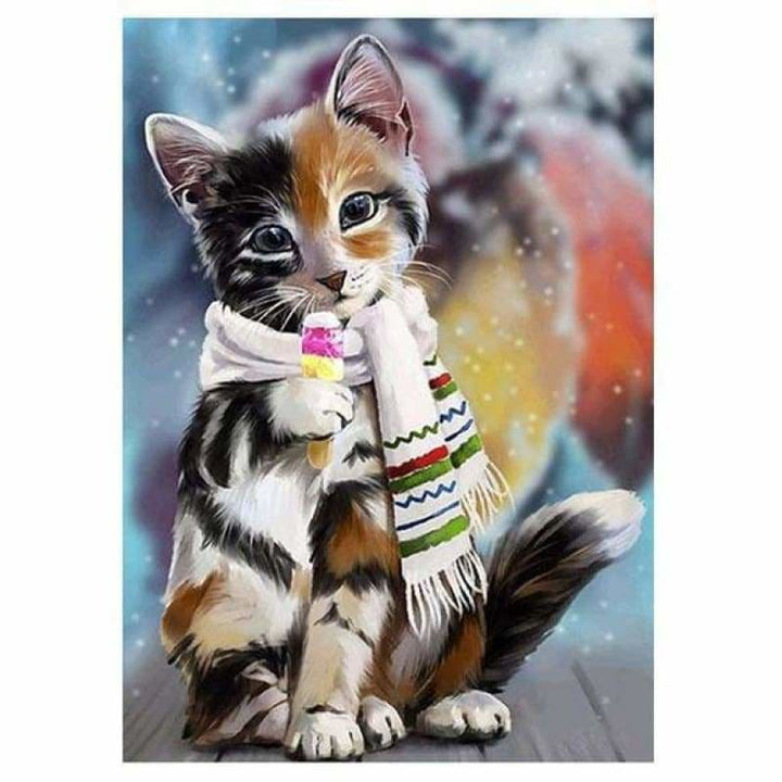 Full Drill - 5D Diamond Painting Kits Winter Cute Cat - 4