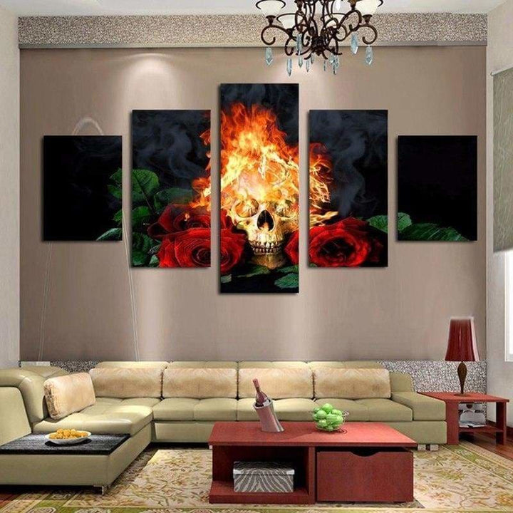 Full Drill - 5D DIY Diamond Painting Kits 5pcs Fire skull 