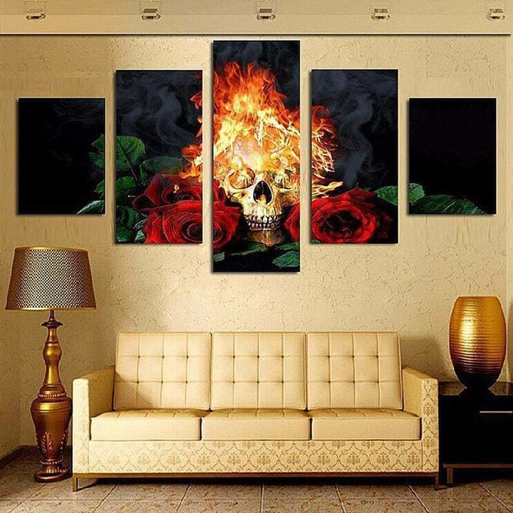 Full Drill - 5D DIY Diamond Painting Kits 5pcs Fire skull 