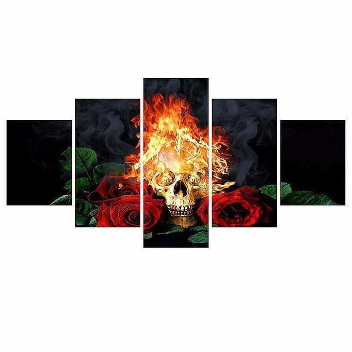 Full Drill - 5D DIY Diamond Painting Kits 5pcs Fire skull 