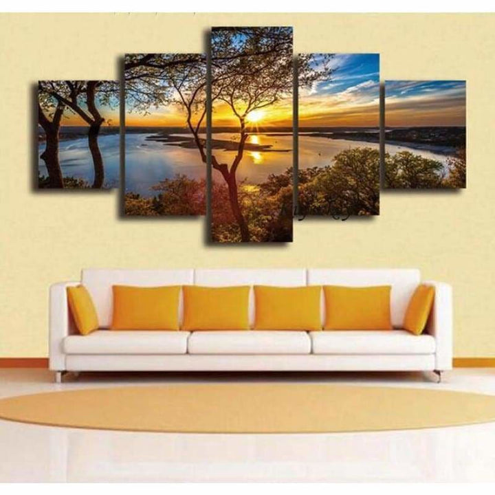 Full Drill - 5D DIY Diamond Painting Kits 5pcs Sunset Lake 