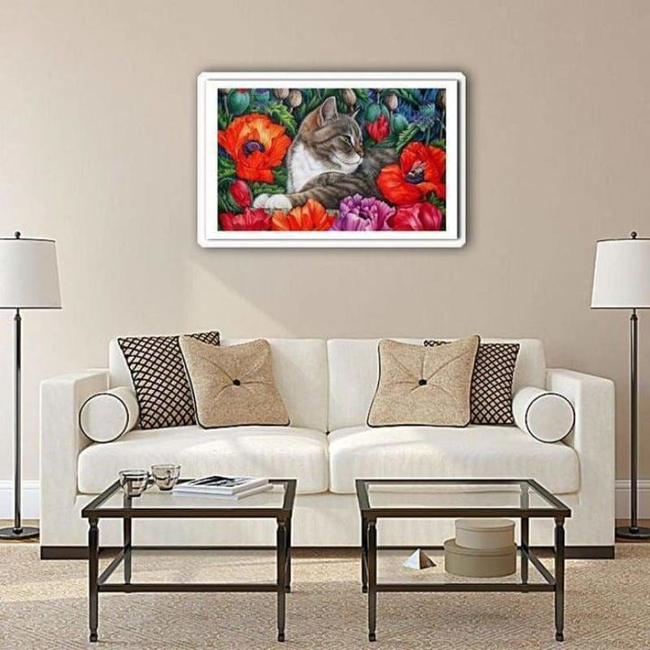 Full Drill - 5D DIY Diamond Painting Kits Cartoon Cat Flower