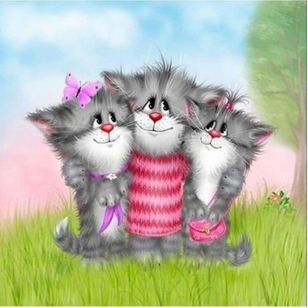 Full Drill - 5D DIY Diamond Painting Kits Cartoon Funny Cats