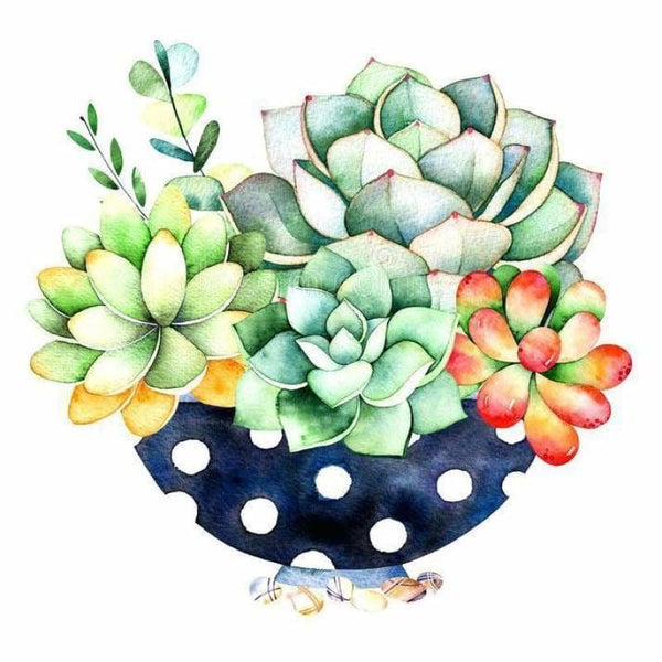 Full Drill - 5D DIY Diamond Painting Kits Cartoon Succulent Pot - NEEDLEWORK KITS