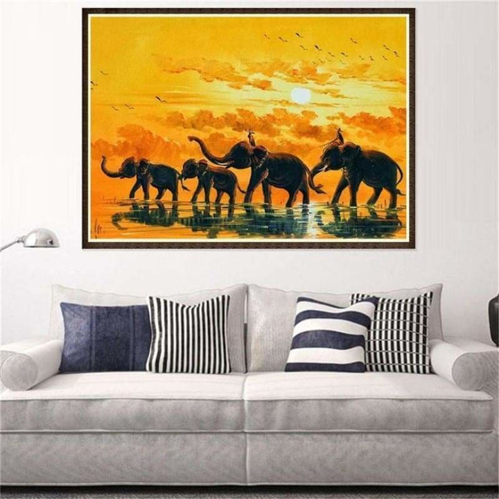 Full Drill - 5D DIY Diamond Painting Kits Elephant Family - 