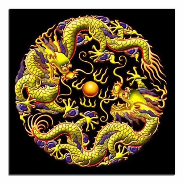 Full Drill - 5D DIY Diamond Painting Kits Gold Flying Dragon