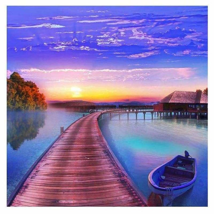 Full Drill - 5D DIY Diamond Painting Kits Sunset Blue 