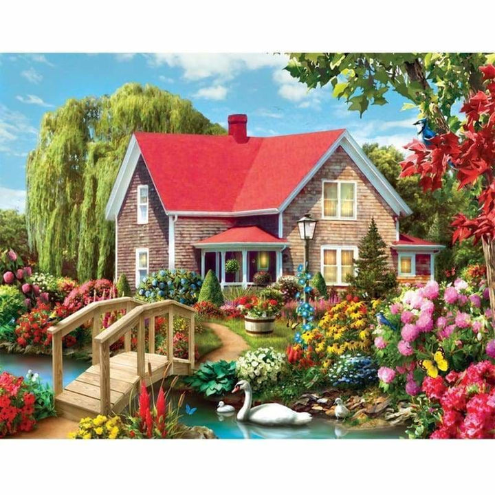 Full Drill - 5D DIY Diamond Painting Kits Sunshine Red House