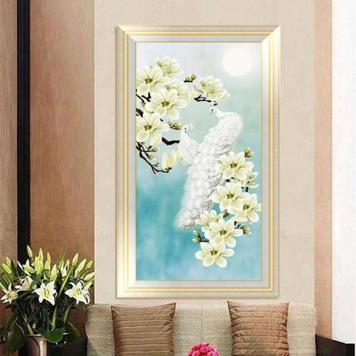 Full Drill - 5D DIY Diamond Painting Kits White Peacock and 