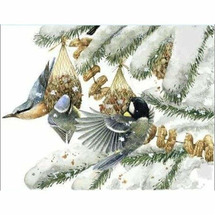 Full Drill - 5D DIY Diamond Painting Kits Winter Bird Family