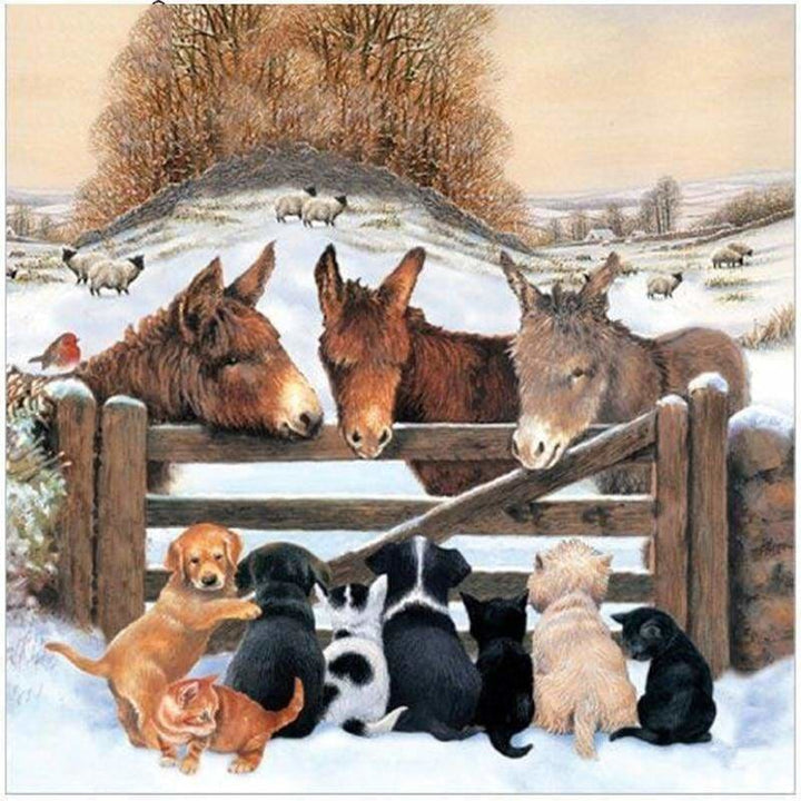 Full Drill - 5D DIY Diamond Painting Kits Winter Donkey 