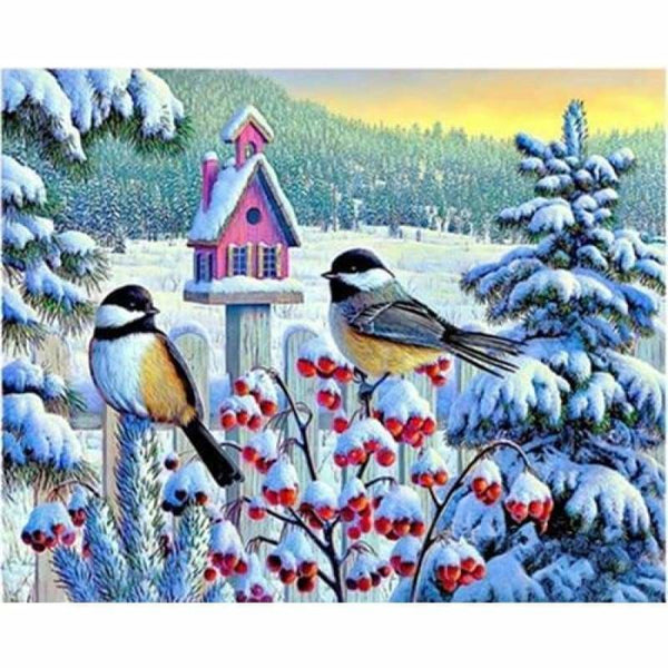 Full Drill - 5D DIY Diamond Painting Kits Winter Snow Bird 