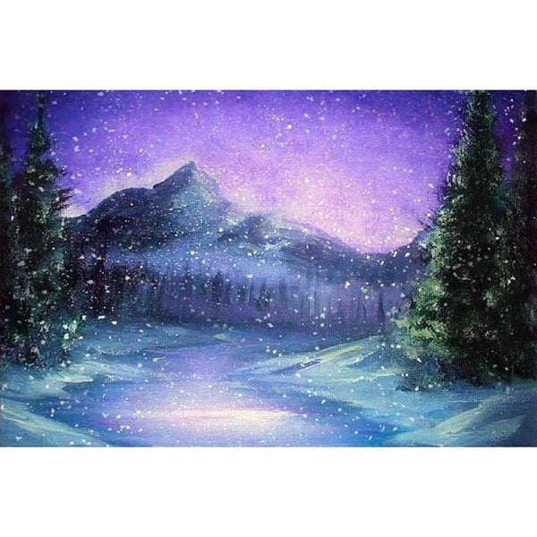 Full Drill - 5D DIY Diamond Painting Kits Winter Snow Light of the Milky Way - NEEDLEWORK KITS