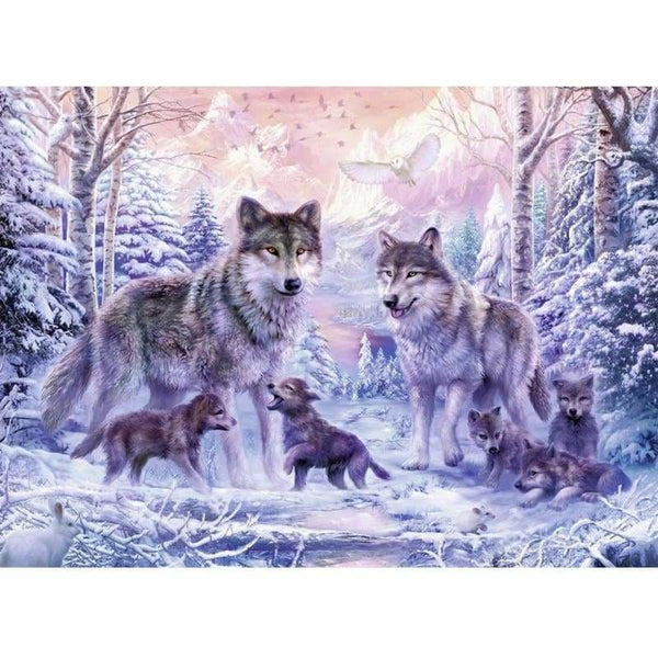 Full Drill - 5D DIY Diamond Painting Kits Winter Wolf Family