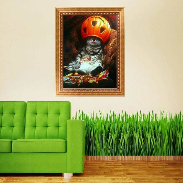 Halloween Pumpkin Cat Full Drill - 5D Diy Diamond Painting 