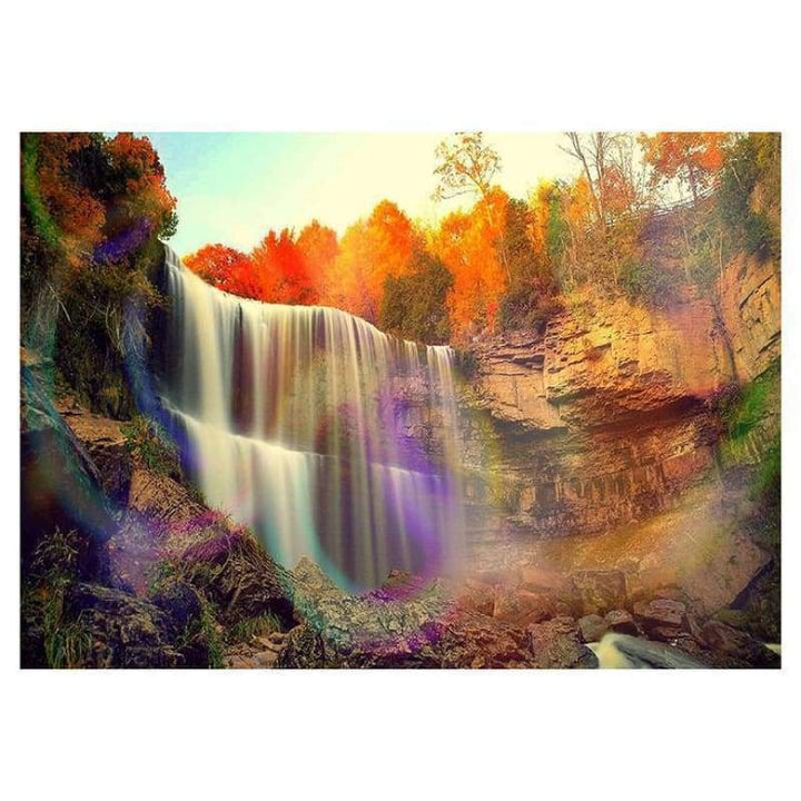 Full Drill - 5D DIY Diamond Painting Kits Autumn Mountain WaterFall - NEEDLEWORK KITS