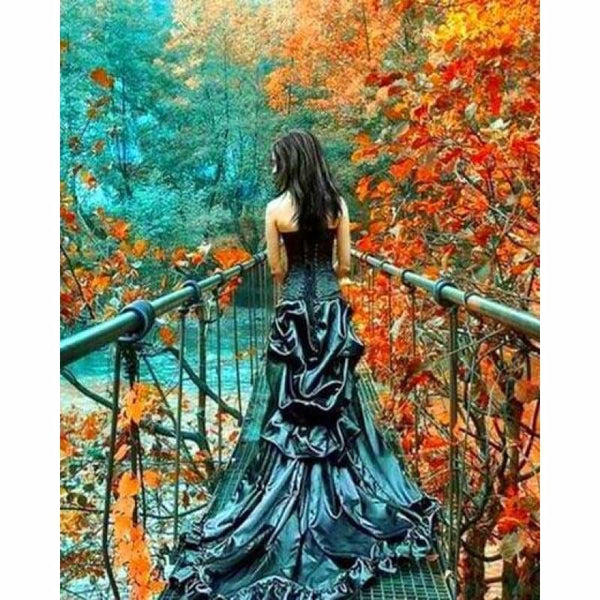 Landscape Autumn Nature Girl Full Drill - 5D Crystal Diamond