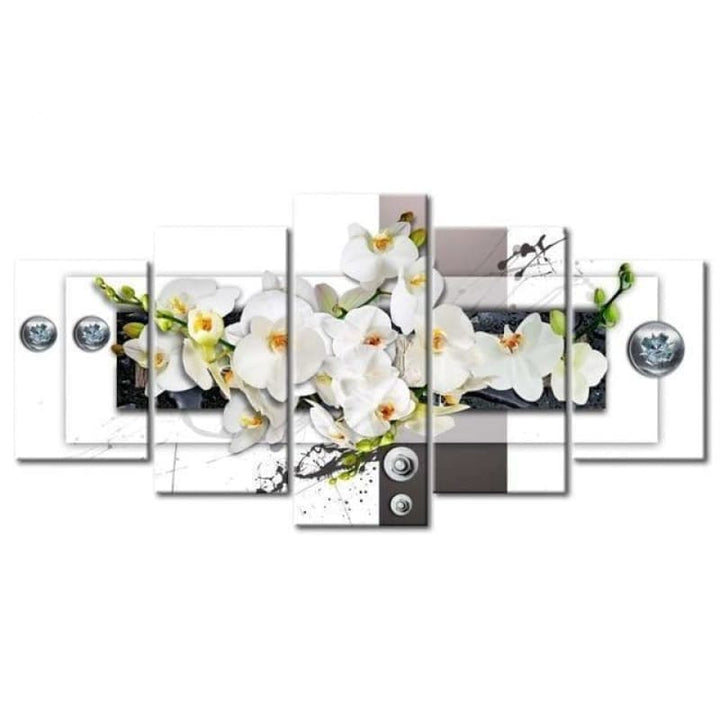 Large Size Multi Panel White Flower Full Drill - 5D Diy 