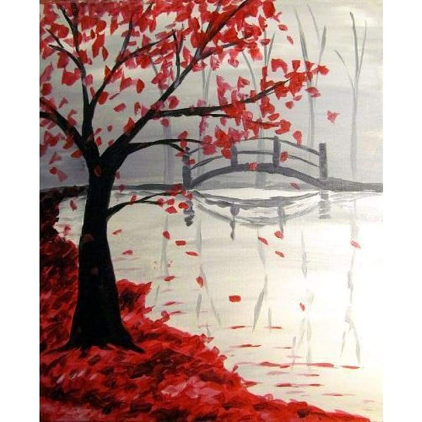 Full Drill - 5D DIY Diamond Painting Kits Autumn Love Heart Tree By the Lake - NEEDLEWORK KITS