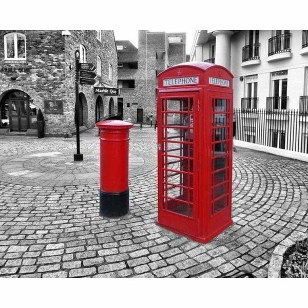 Modern Art Street Red Telephone Booth Full Drill - 5D Diy 