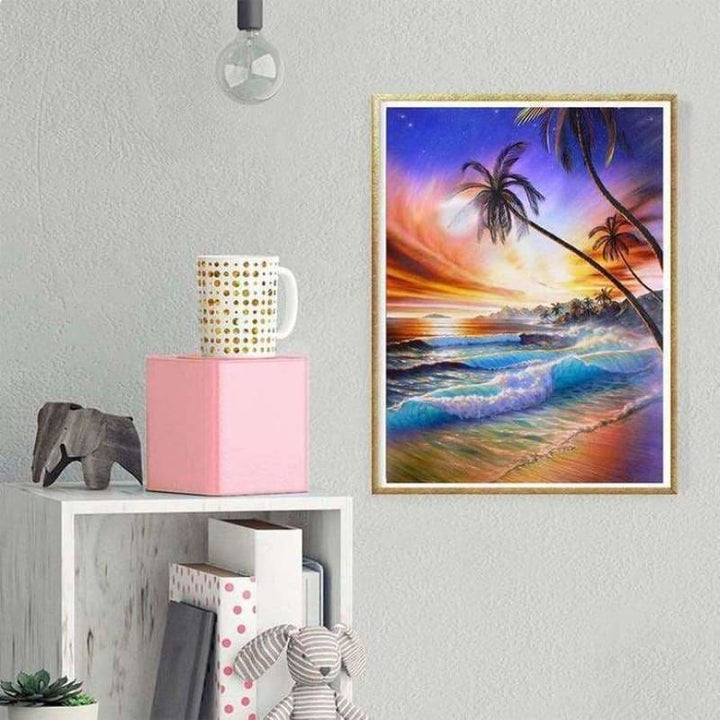 New Dream Landscape Beach Tree Full Drill - 5D Diy Diamond 