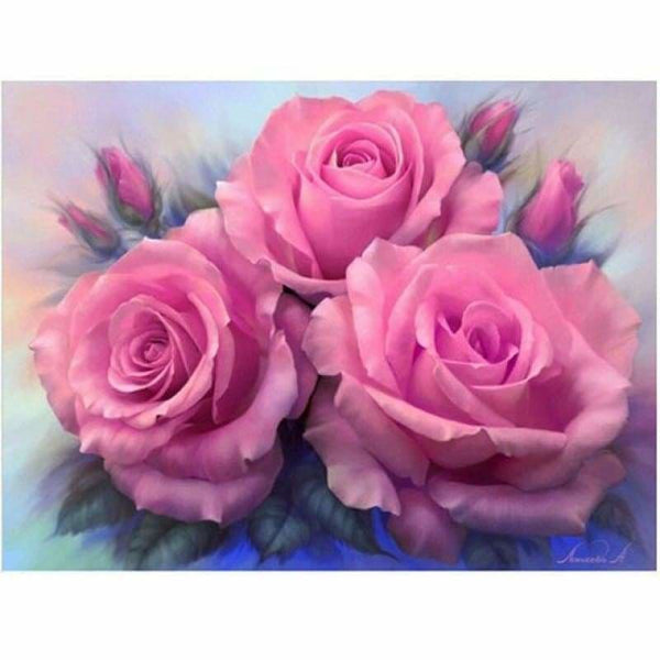 New Hot Sale Pink Flowers Full Drill - 5D Diy Diamond 