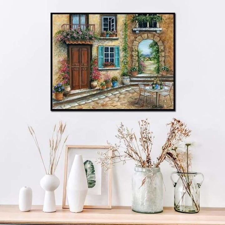 Oil Painting Style Garden Door Diy Full Drill - 5D Diamond 