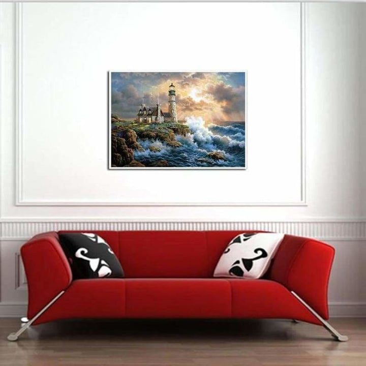 Oil Painting Style Lighthouse Diy Full Drill - 5D Mosaic 