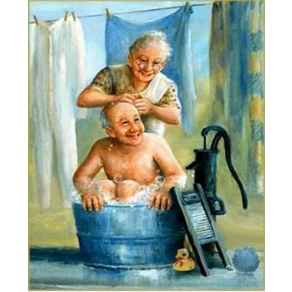 Oil Painting Style Old Couple Diy Full Drill - 5D Diamond 